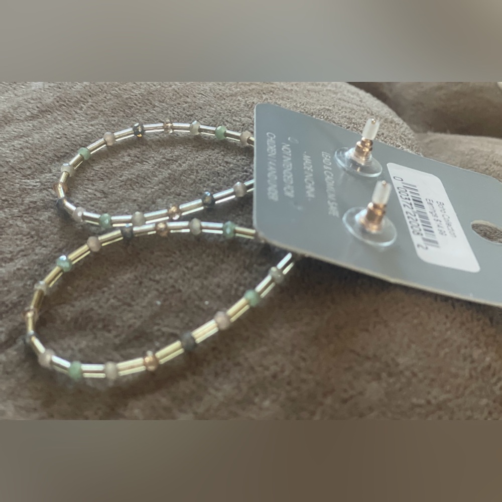 Gold Hoop Earrings (with pretty beads) — AD Project - Picture 5 of 8